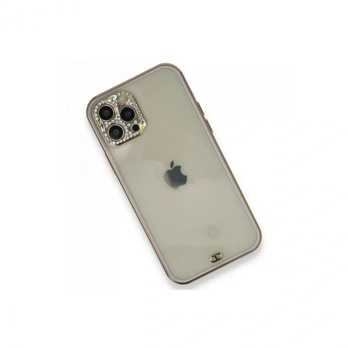 İphone 12 Pro Kılıf Liva Taşlı Silikon - Mor