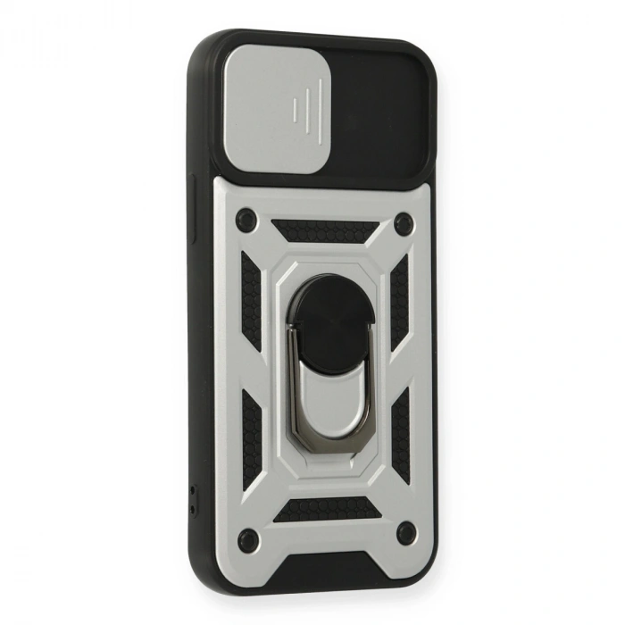 İphone 12 Pro Kılıf Pars Lens Yüzüklü Silikon - Gümüş