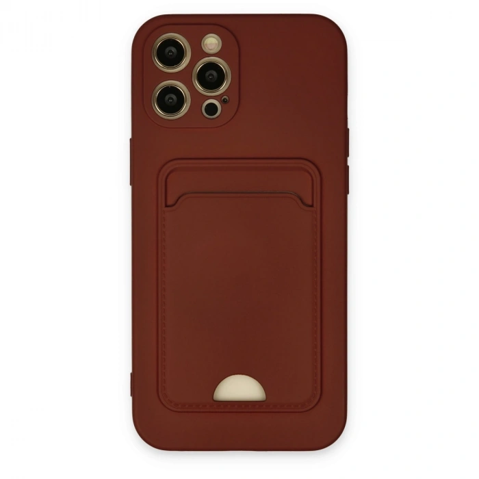 İphone 12 Pro Max Kılıf Kelvin Kartvizitli Silikon - Bordo