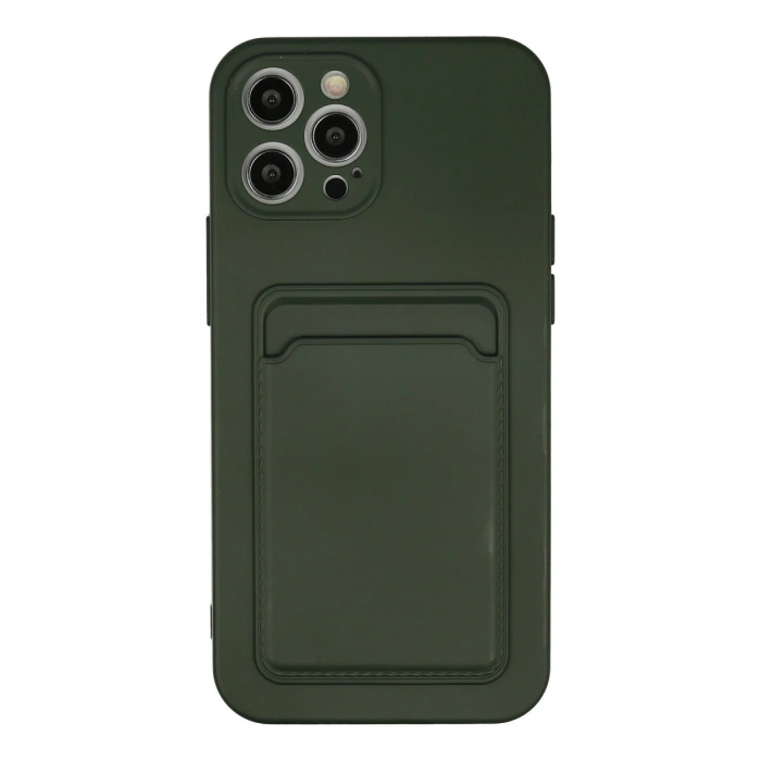 İphone 12 Pro Max Kılıf Kelvin Kartvizitli Silikon - Koyu Yeşil