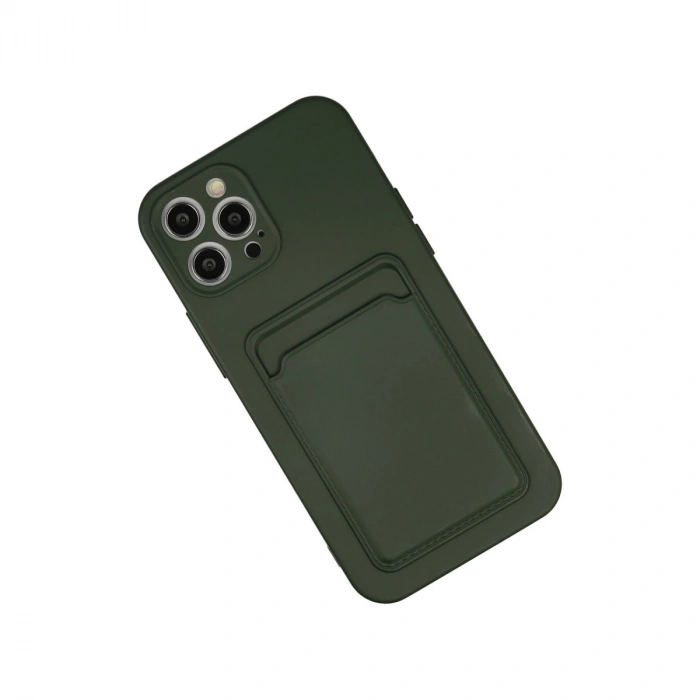 İphone 12 Pro Max Kılıf Kelvin Kartvizitli Silikon - Koyu Yeşil