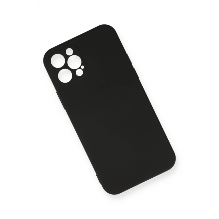 İphone 12 Pro Max Kılıf Nano İçi Kadife Silikon - Siyah