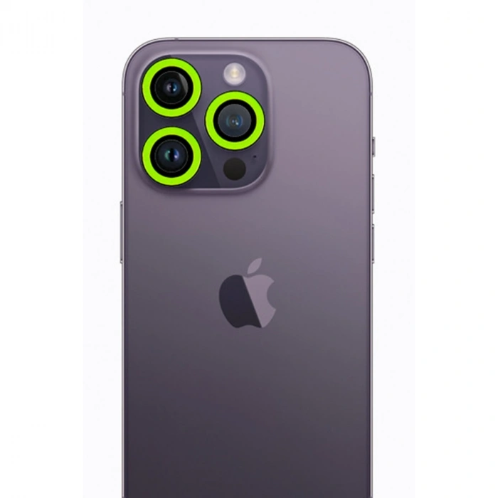 İphone 12 Pro Max Neon Fosforlu Kamera Lens - Yeşil