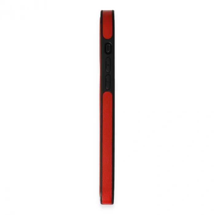 İphone 13 Pro Max Kılıf Ozzi Magsafe Deri Kapak - Kırmızı