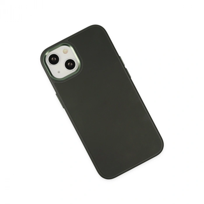 İphone 14 Plus Kılıf Asya Deri Silikon - Koyu Yeşil
