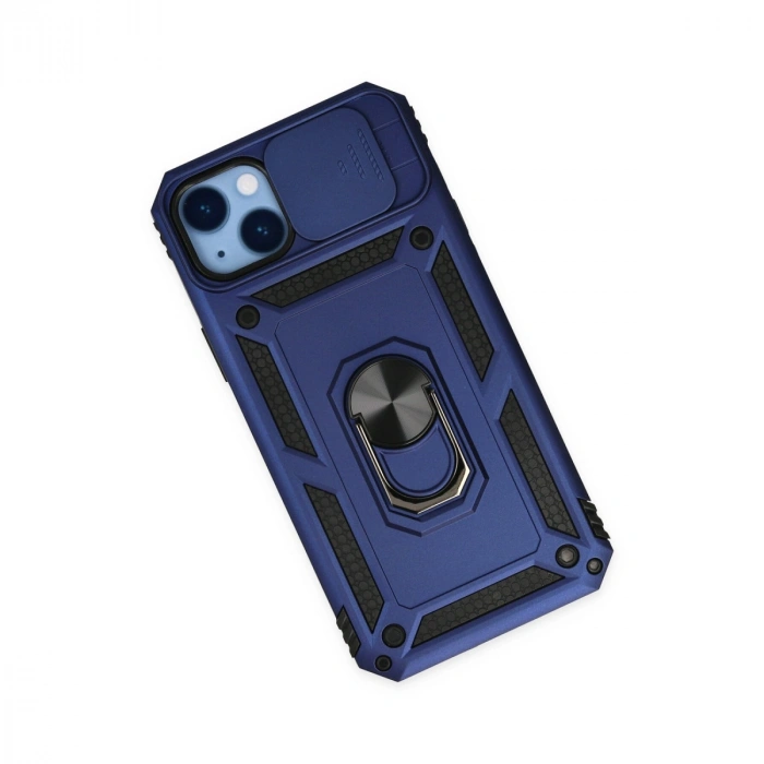 İphone 14 Plus Kılıf Pars Lens Yüzüklü Silikon - Lacivert