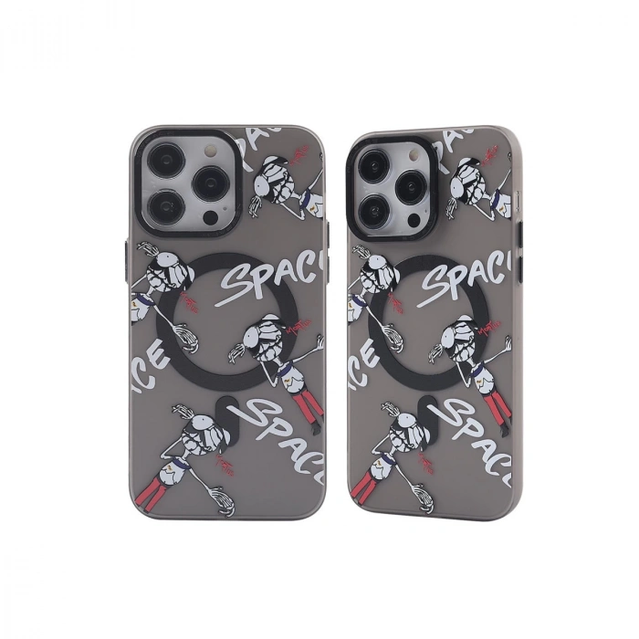İphone 14 Pro Kılıf Apollo Magneticsafe Desenli Kapak - Apollo Siyah - 3