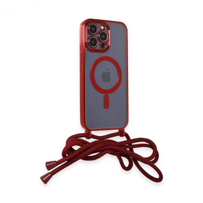 İphone 14 Pro Kılıf Divo Lazer Askılı Magsafe Kapak - Kırmızı