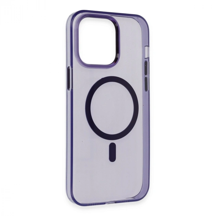 İphone 14 Pro Max Kılıf Tron Şeffaf Magsafe Kapak - Derin Mor