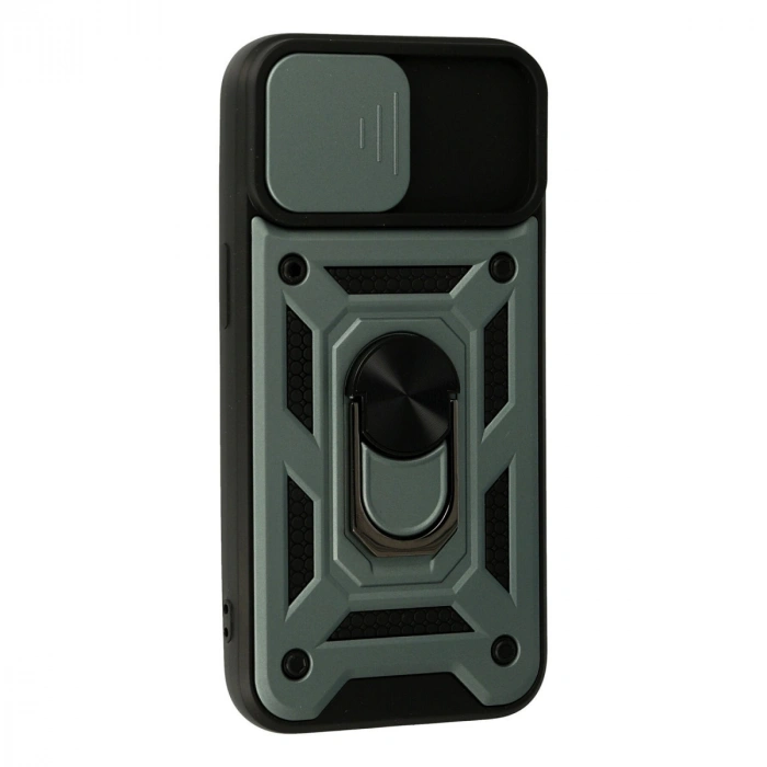 İphone 15 Kılıf Pars Lens Yüzüklü Silikon - Yeşil