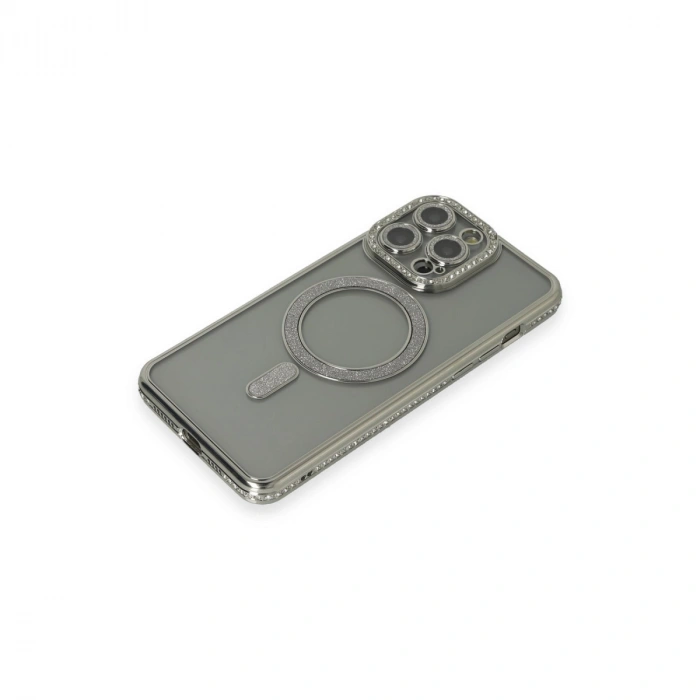 İphone 15 Pro Kılıf Joke Simli Magneticsafe Kılıf - Gri