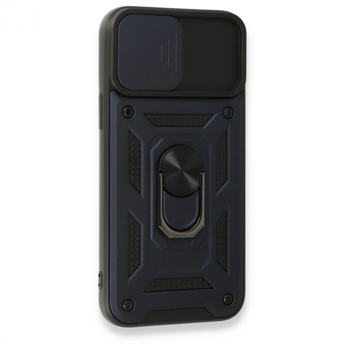 İphone 15 Pro Kılıf Pars Lens Yüzüklü Silikon - Lacivert