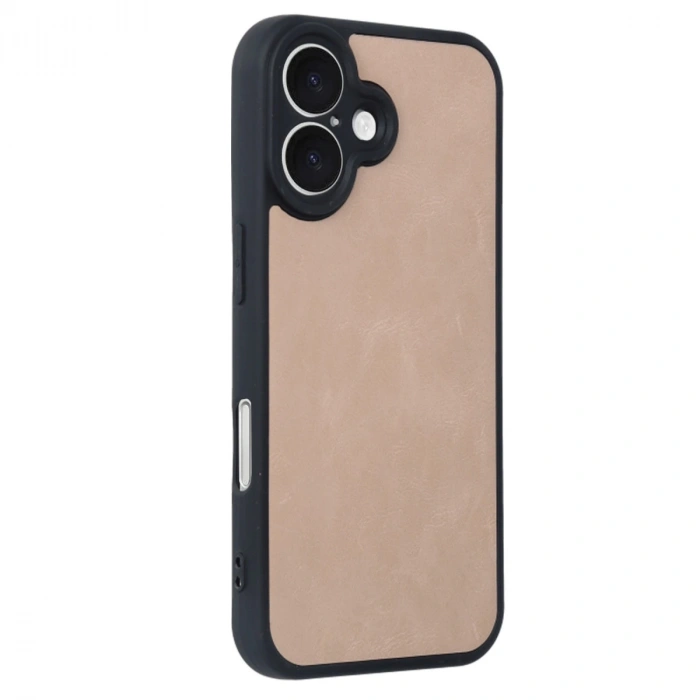 İphone 16 Kılıf Aras Deri Kapak - Pudra