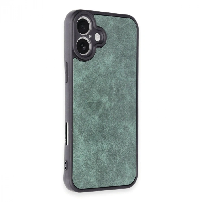 İphone 16 Plus Kılıf Aras Deri Kapak - Koyu Yeşil