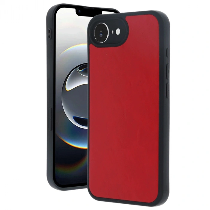 İphone 16e Kılıf Aras Deri Kapak - Kırmızı