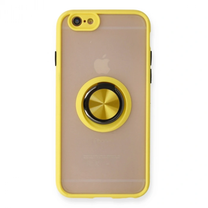 İphone 6 Kılıf Montreal Yüzüklü Silikon Kapak - Sarı