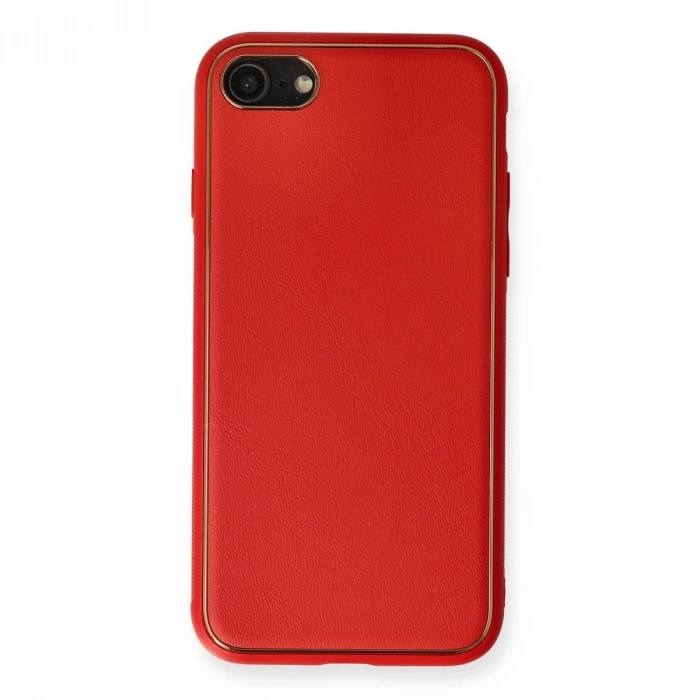 İphone 7 Kılıf Coco Deri Silikon Kapak - Kırmızı