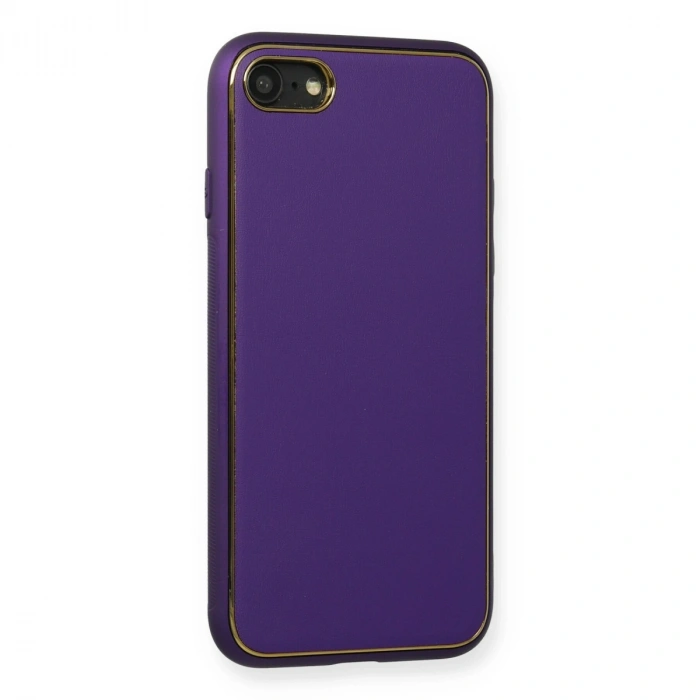 İphone 7 Kılıf Coco Deri Silikon Kapak - Mor