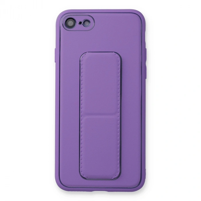 İphone 7 Kılıf Coco Deri Standlı Kapak - Koyu Lila