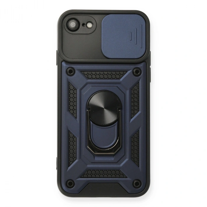 İphone 7 Kılıf Pars Lens Yüzüklü Silikon - Lacivert