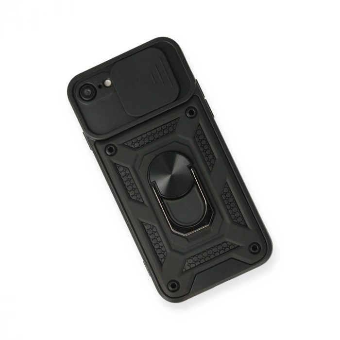 İphone 7 Kılıf Pars Lens Yüzüklü Silikon - Siyah