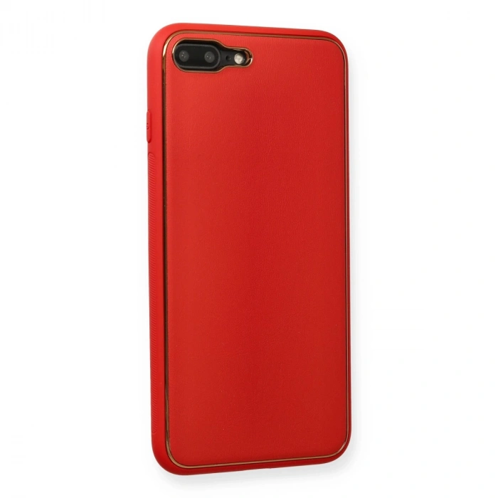 İphone 7 Plus Kılıf Coco Deri Silikon Kapak - Kırmızı