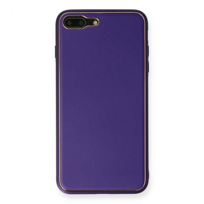 İphone 7 Plus Kılıf Coco Deri Silikon Kapak - Mor