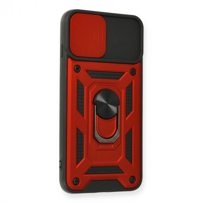 İphone 7 Plus Kılıf Pars Lens Yüzüklü Silikon - Kırmızı