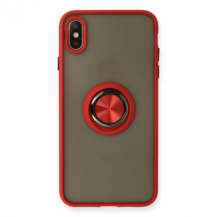İphone X Kılıf Montreal Yüzüklü Silikon Kapak - Kırmızı