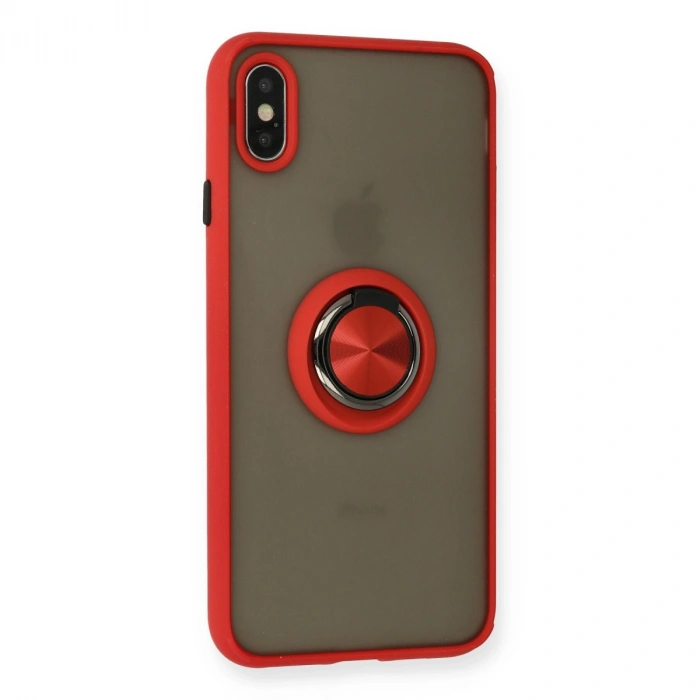 İphone X Kılıf Montreal Yüzüklü Silikon Kapak - Kırmızı
