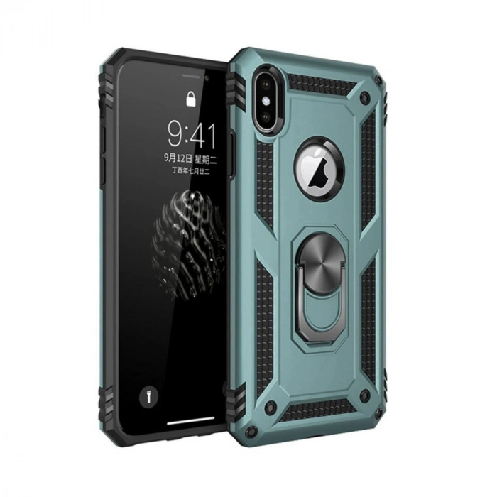 İphone Xs Max Kılıf Sofya Yüzüklü Silikon Kapak - Yeşil