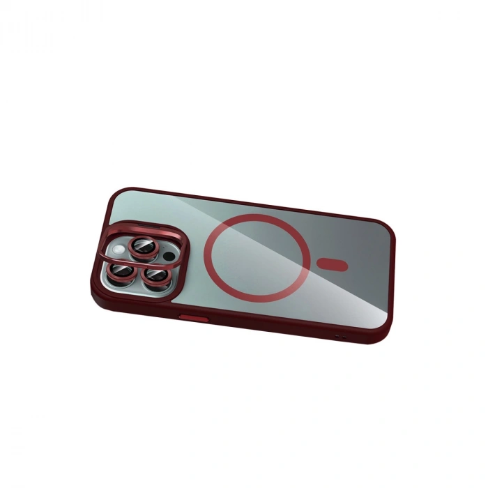 Joko Apple İphone 14 Pro Max Remim Lensli Magsafe Standlı Kapak - Bordo