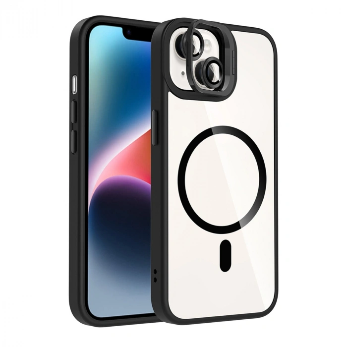 Joko Apple İphone 15 Plus Remim Lensli Magsafe Standlı Kapak - Siyah