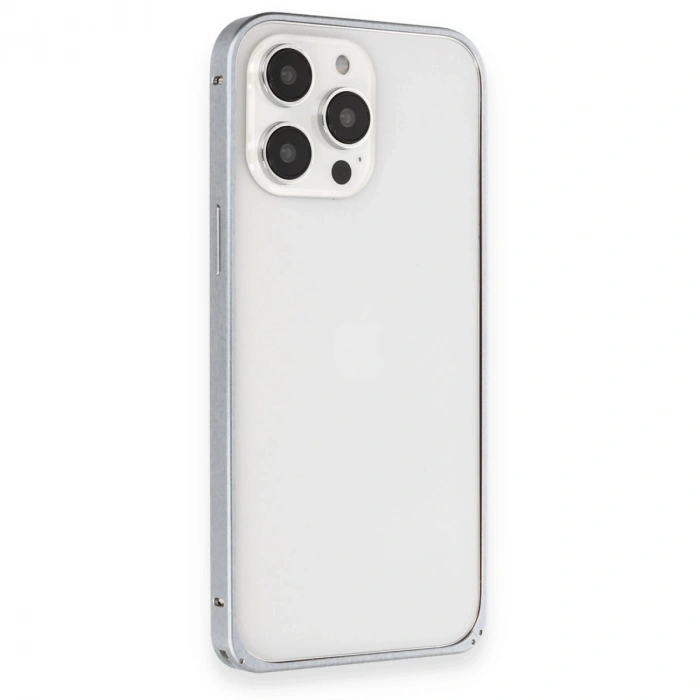 Joko Apple İphone 15 Pro Max Metal Bumper Mat Kapak - Gri
