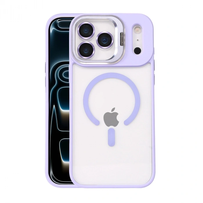 Joko Apple İphone 17 Pro Max Remim Lensli Magsafe Standlı Kapak - Lila