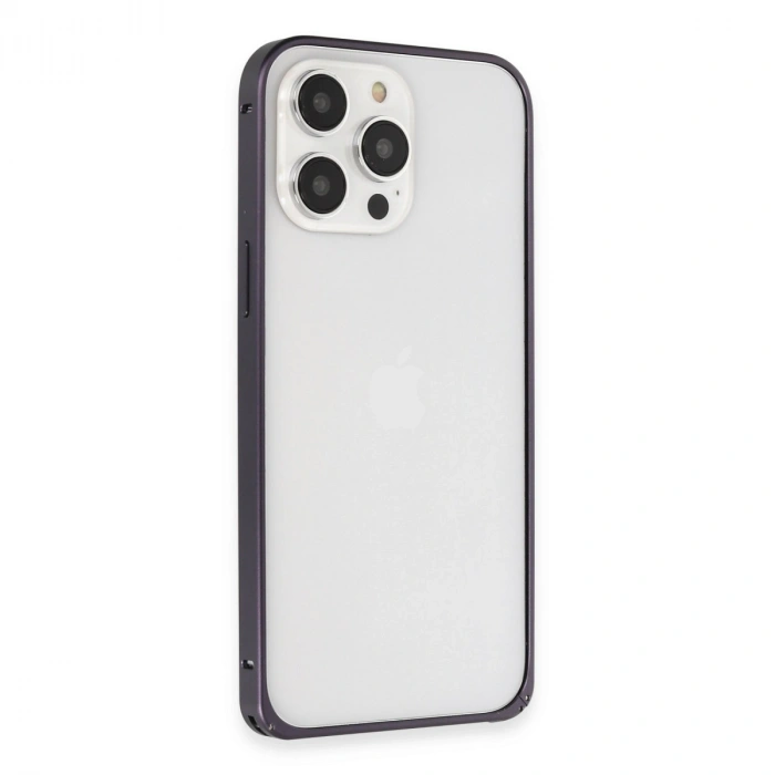 Joko İphone 14 Pro Kılıf Metal Bumper Magneticsafe Kapak - Derin Mor