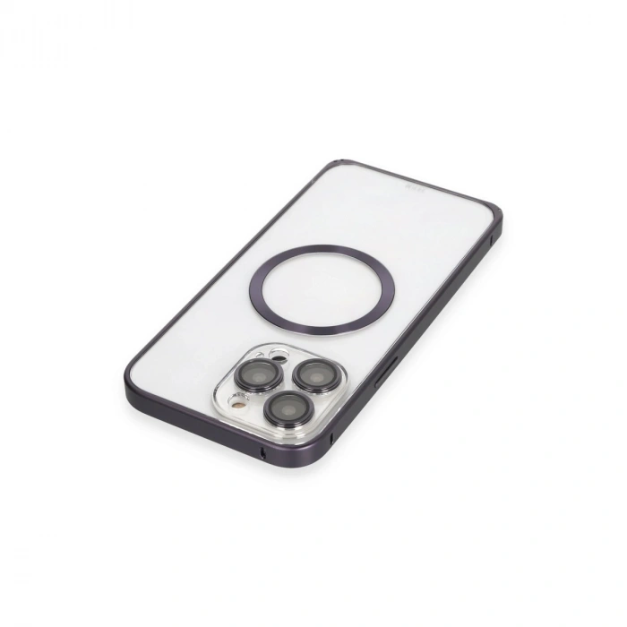 Joko İphone 14 Pro Kılıf Metal Bumper Magneticsafe Kapak - Derin Mor