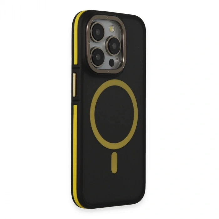 Joko İphone 14 Pro Kılıf Rocky Magsafe Kapak - Siyah-sarı