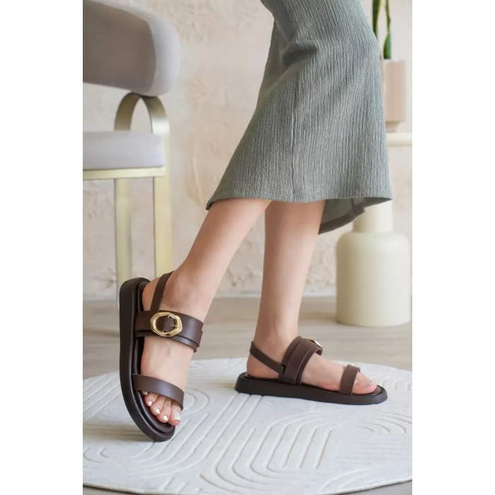 Kadın Acı Kahve 2cm Topuk Boyu Yazlık Rahat Sandalet TR27MY05C