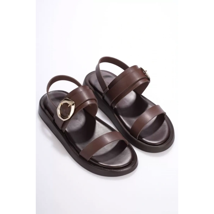 Kadın Acı Kahve 2cm Topuk Boyu Yazlık Rahat Sandalet TR27MY05C