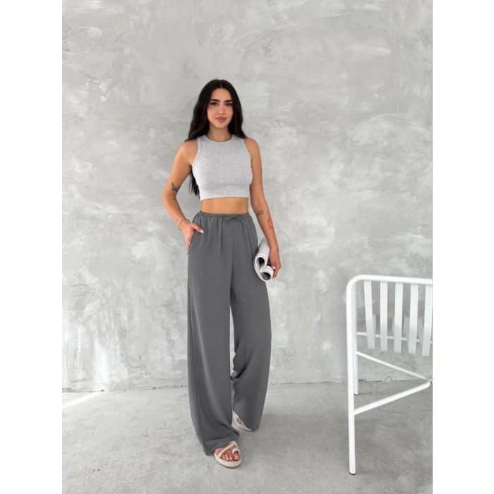 Kadın Ayrobin Oversize Kadın Pantolon - Füme