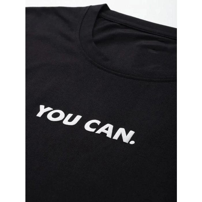 Kadın Baskılı T-Shirt Kısa Kol Bisiklet Yaka Oversize Rahat Kalıp Tişört - Siyah
