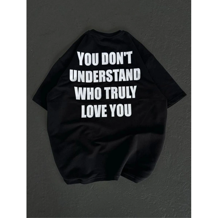 Kadın Baskılı T-Shirt Kısa Kol Bisiklet Yaka Regular Fit Rahat Kalıp Günlük Tişört  - Siyah