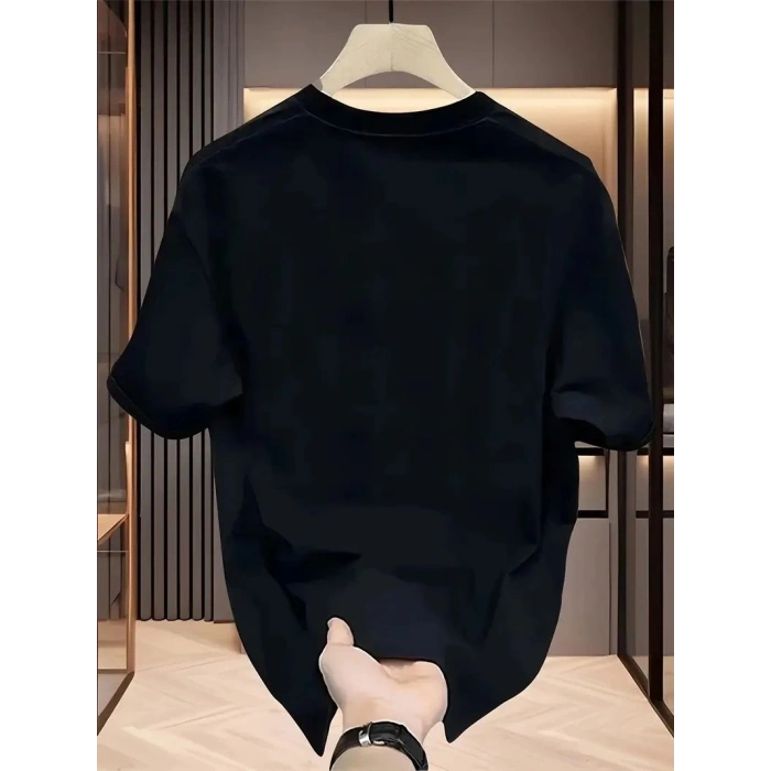 Kadın Kısa Kol Yazlık Tişört Bisiklet Yaka Baskılı Oversize T-Shirt - Siyah