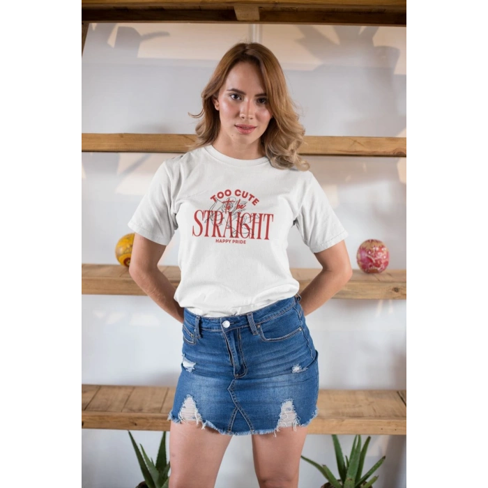 Kadın Özel Baskılı Modern Fit %100 Pamuk Bisiklet Yaka T-Shirt