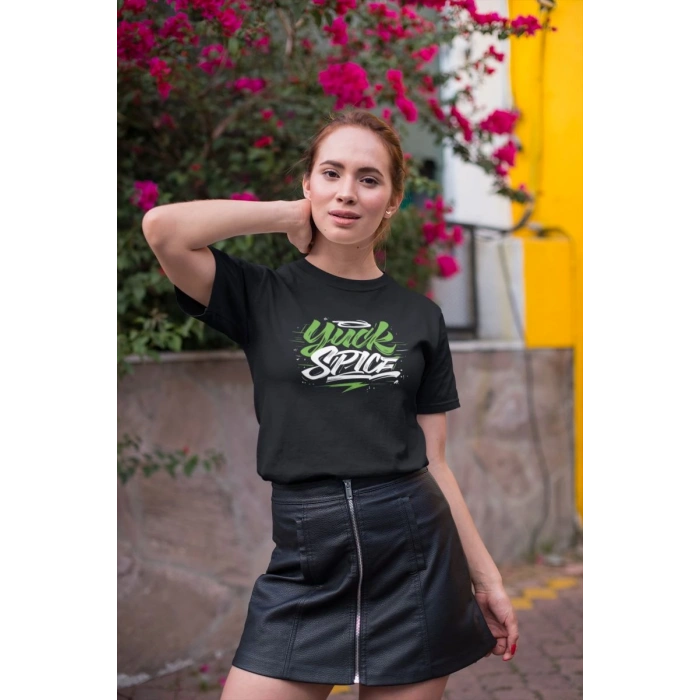 Kadın Özel Baskılı Modern Fit %100 Pamuk Bisiklet Yaka T-Shirt