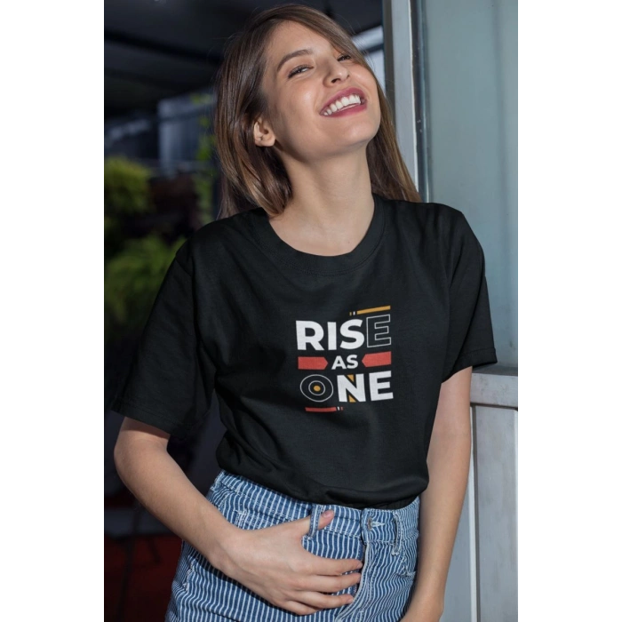 Kadın Özel Baskılı Modern Fit %100 Pamuk Bisiklet Yaka T-Shirt