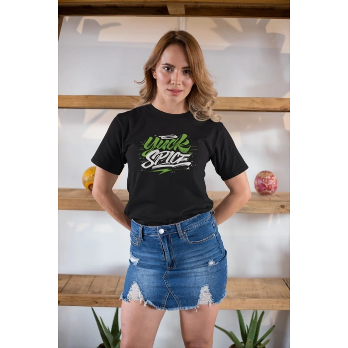 Kadın Özel Baskılı Modern Fit %100 Pamuk Bisiklet Yaka T-Shirt