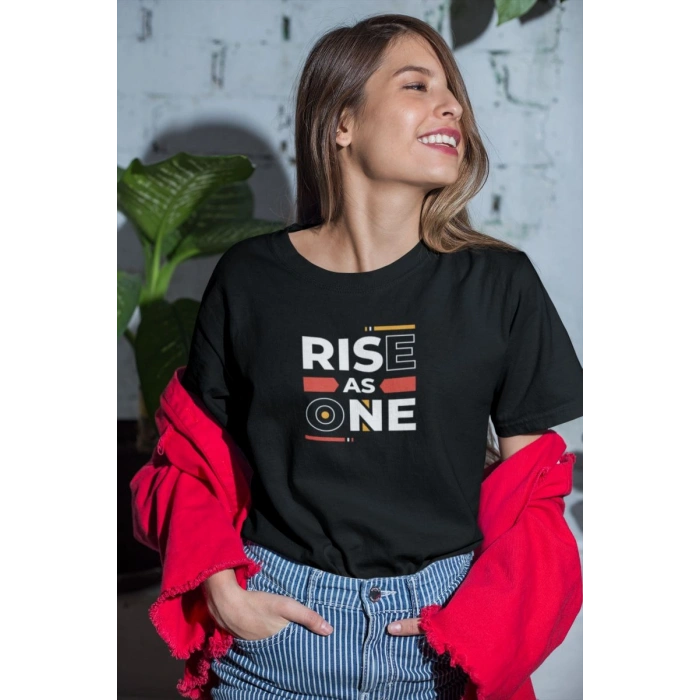 Kadın Özel Baskılı Modern Fit %100 Pamuk Bisiklet Yaka T-Shirt