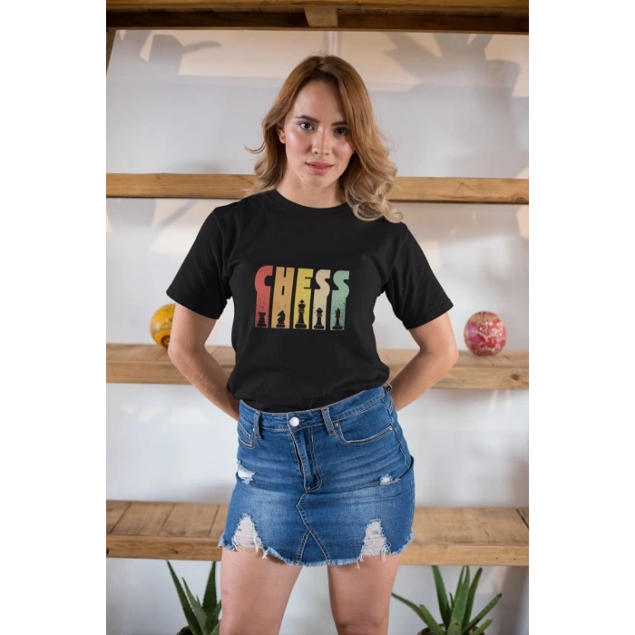 Kadın Özel Baskılı Modern Fit %100 Pamuk Bisiklet Yaka T-Shirt